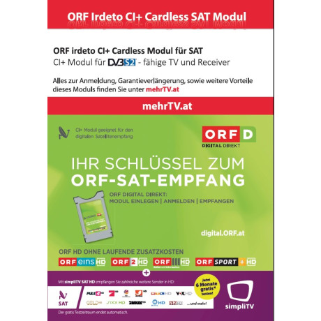 SONDERAKTION: ORF irdeto CI+ Digital Direkt SAT Modul + simpliMORE ohne Bindung